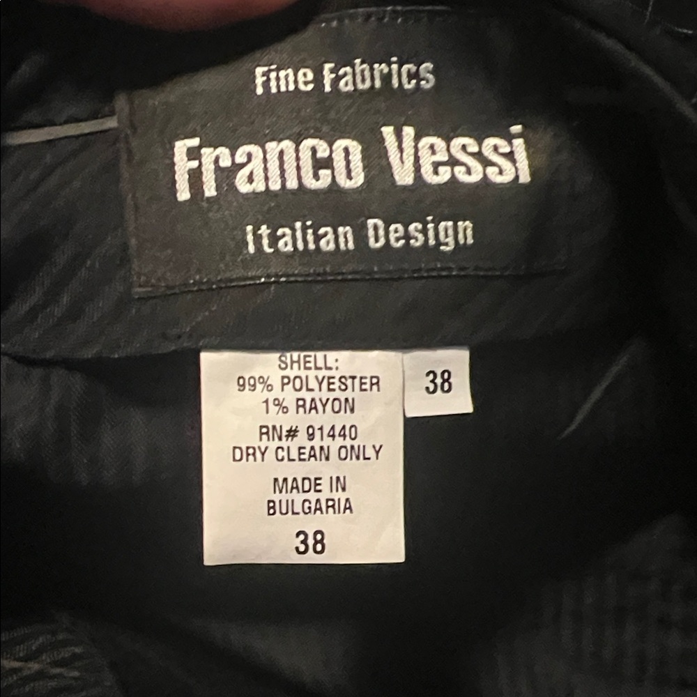Men’s 2 pieces suit Navy Blue Franco Vessi Black Italian set